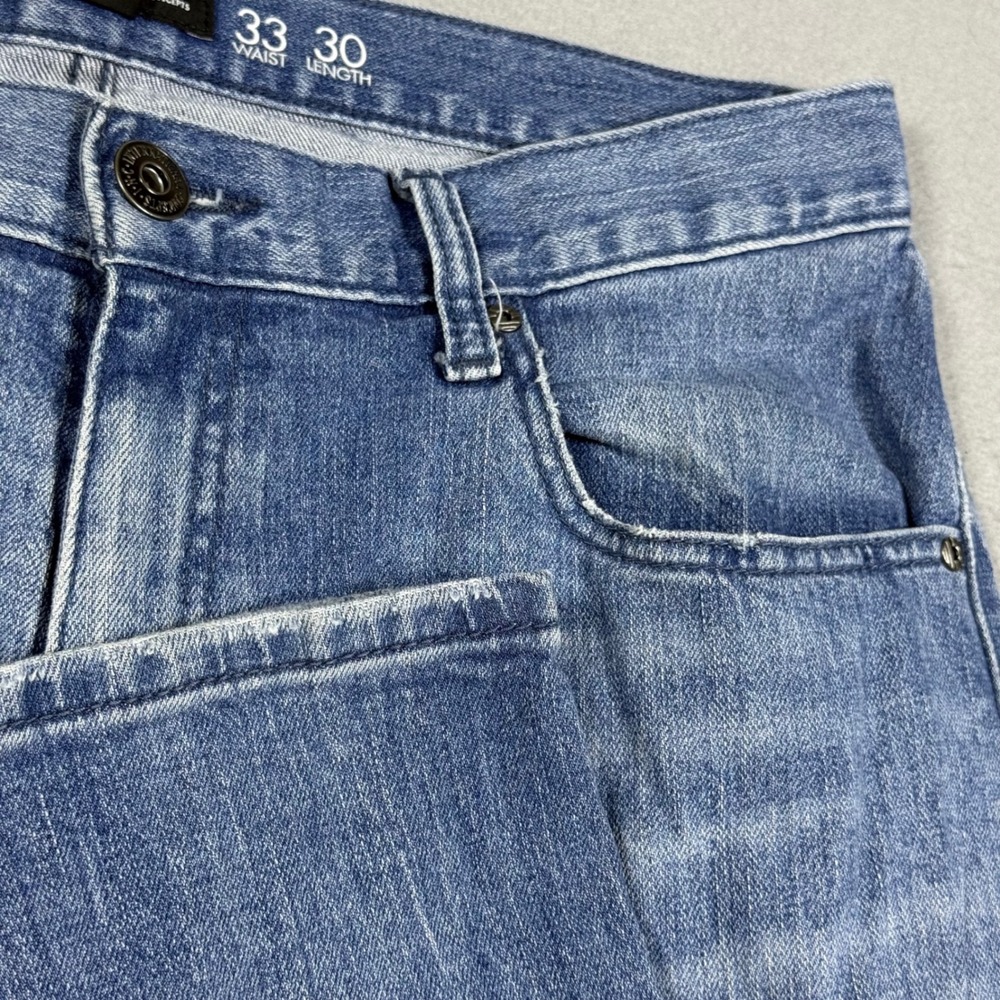 INC International Concepts Mens Skinny Fit Distressed Blue Denim Jeans 33x30